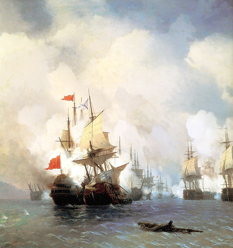 Иван Айвазовский, Бой в Хиосском проливе 24 июня 1770 года. 1848